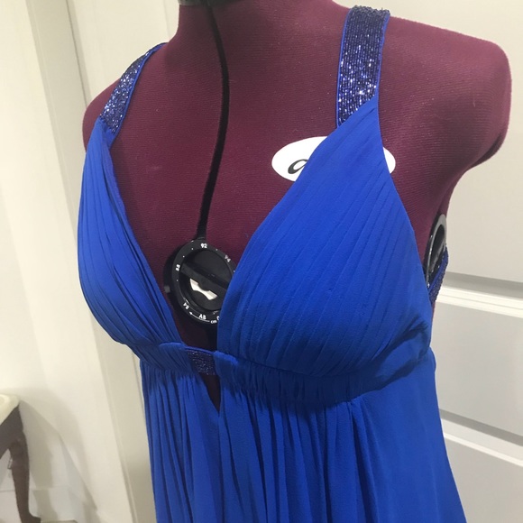 CACHE Flowy royal blue chiffon dress - Picture 4 of 8